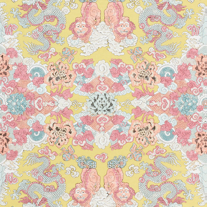 Magic Mountain Dragon Yellow 178052 by Schumacher Designer Fabric FREE SPIRIT See Sample UNITED KINGDOM - </p><p>Repeat: Horizontal: 27 1/4" (69CM) and Vertical: 62" (157CM) 54 3/4" (139CM) - Swanky Fabrics -