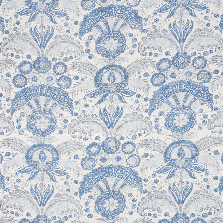 Calicut Delft 178100 by Schumacher Designer Fabric MALABAR HILL LINEN 100% UNITED KINGDOM </p><p>Repeat: Horizontal: 13 1/2" (34CM) and Vertical: 30 3/8" (77CM) 53.5 - Swanky Fabrics -