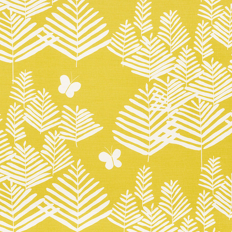 Fern Silhouette Yellow 178231 by Schumacher Designer Fabric VERA NEUMANN See Sample UNITED KINGDOM - </p><p>Repeat: Horizontal: 27 1/2" (70CM) and Vertical: 24 5/8" (63CM) 55" (140CM) - Swanky Fabrics -