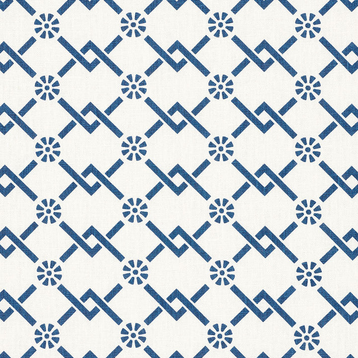 Fretwork Flower Pacific 178310 by Schumacher Designer Fabric TIMOTHY CORRIGAN See Sample UNITED STATES OF AMERICA MEDIUM DURABILITY </p><p>Repeat: Horizontal: 2 3/4" (7CM) and Vertical: 1 7/8" (5CM) 54" (137CM) - Swanky Fabrics -
