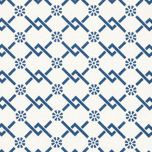 Schumacher Fabric Fretwork Flower Pacific 178310