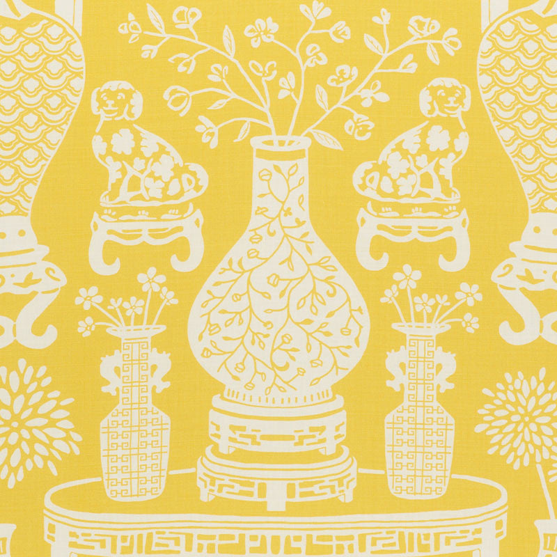 Hellene Yellow 178551 by Schumacher Designer Fabric STEP LIVELY LINEN 90% NYLON 10% UNITED KINGDOM </p><p>Repeat: Horizontal: 27 1/2" (70CM) and Vertical: 25 3/4" (65CM) 55 - Swanky Fabrics -