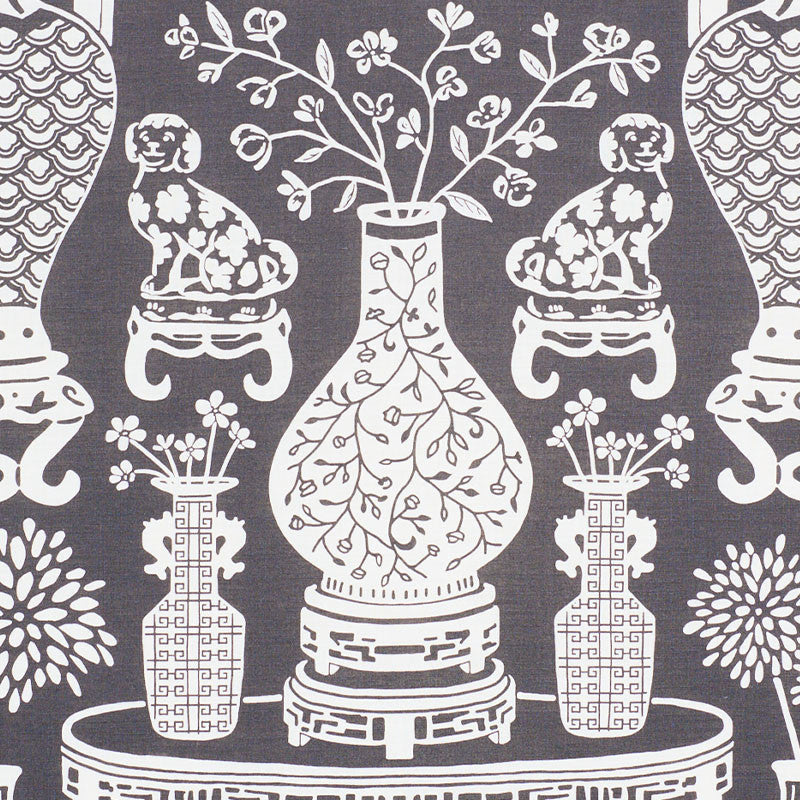 Hellene Black 178552 by Schumacher Designer Fabric STEP LIVELY LINEN 90% NYLON 10% UNITED KINGDOM </p><p>Repeat: Horizontal: 27 1/2" (70CM) and Vertical: 25 3/4" (65CM) 55 - Swanky Fabrics -