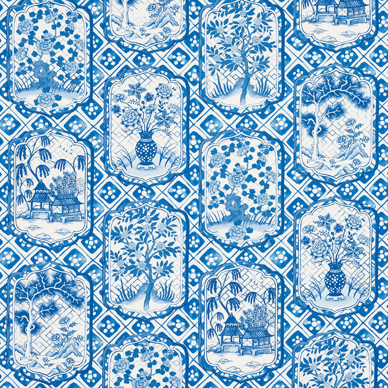 Ting Ting Blue 178571 by Schumacher Designer Fabric JOHNSON HARTIG FOR LIBERTINE See Sample UNITED KINGDOM - </p><p>Repeat: Horizontal: 54" (137CM) and Vertical: 38" (97CM) 54" (137CM) - Swanky Fabrics -