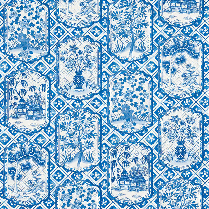 Ting Ting Blue 178571 by Schumacher Designer Fabric JOHNSON HARTIG FOR LIBERTINE See Sample UNITED KINGDOM - </p><p>Repeat: Horizontal: 54" (137CM) and Vertical: 38" (97CM) 54" (137CM) - Swanky Fabrics -