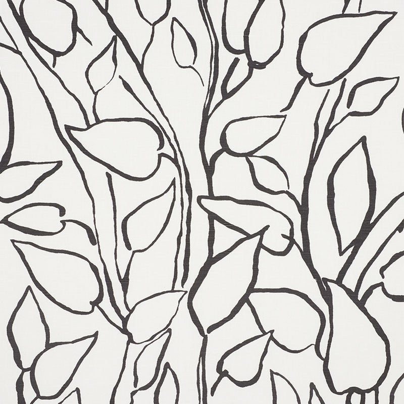 Solandra Vine Black 178702 by Schumacher Designer Fabric FREEHAND See Sample INDIA - </p><p>Repeat: Horizontal: 26 7/8" (68CM) and Vertical: 24 1/2" (62CM) 54 1/4" (138CM) - Swanky Fabrics -