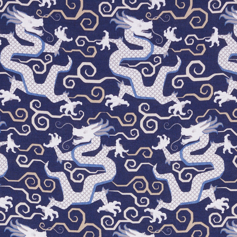 Bixi Dragon Blue 179000 by Schumacher Designer Fabric SCHUMACHER x WILLIAMS SONOMA See Sample UNITED KINGDOM - </p><p>Repeat: Horizontal: 6 3/4" (17CM) and Vertical: 13 1/2" (34CM) 54" (137CM) - Swanky Fabrics -
