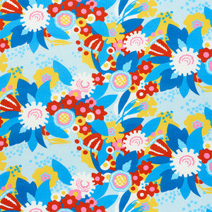 Schumacher Fabric Anita Sky & Red 179071