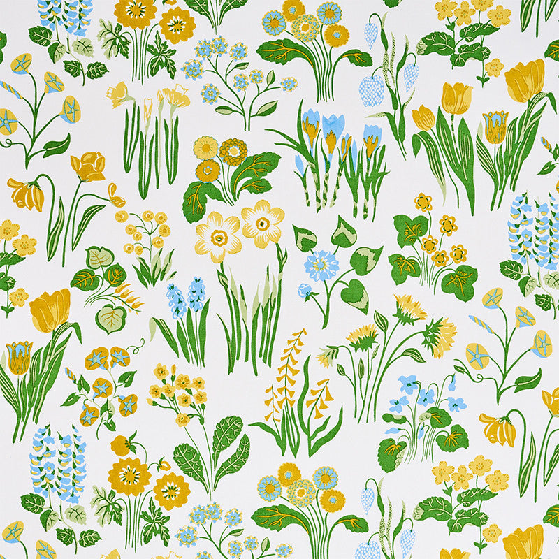 Carly Sky 179081 by Schumacher Designer Fabric FLOWER POWER COTTON 100% UNITED STATES OF AMERICA </p><p>Repeat: Horizontal: 27" (69CM) and Vertical: 27" (69CM) 54 - Swanky Fabrics -