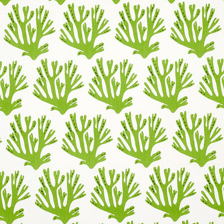 Coral Green 179101 by Schumacher Designer Fabric MOLLY MAHON PRINTS LINEN 60% COTTON 30% THAILAND MARTINDALE 20000 </p><p>Repeat: Horizontal: 6 3/4" (17CM) and Vertical: 13 1/2" (34CM) 54 - Swanky Fabrics -
