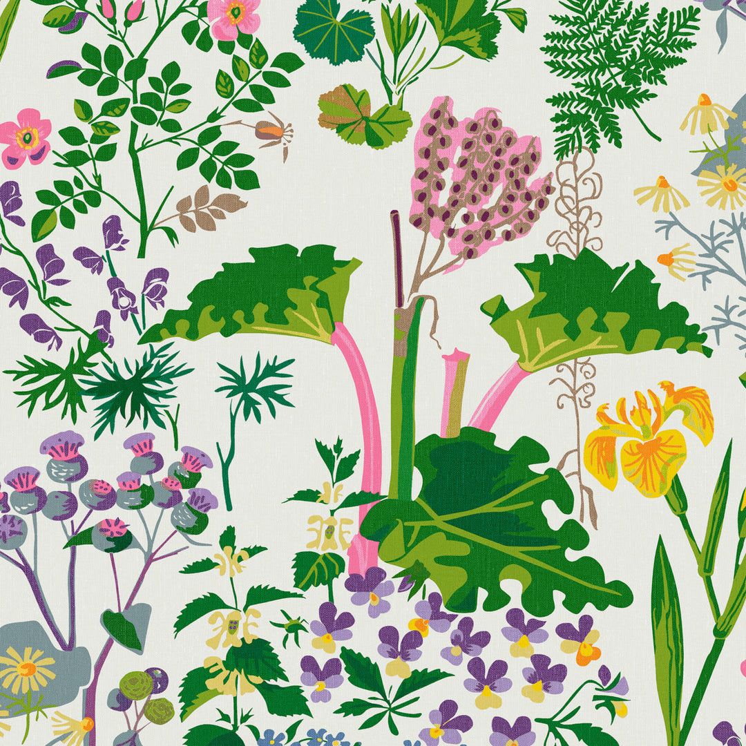 Schumacher Wallcovering Rabarber - Ivory Multi