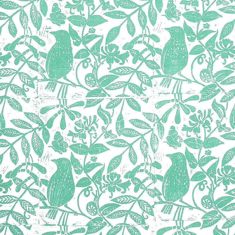 Bird & Bee Sea Glass 179211 by Schumacher Designer Fabric MOLLY MAHON PRINTS LINEN 60% COTTON 30% THAILAND MARTINDALE 20000 </p><p>Repeat: Horizontal: 54" (137CM) and Vertical: 40 1/4" (102CM) 54 - Swanky Fabrics -