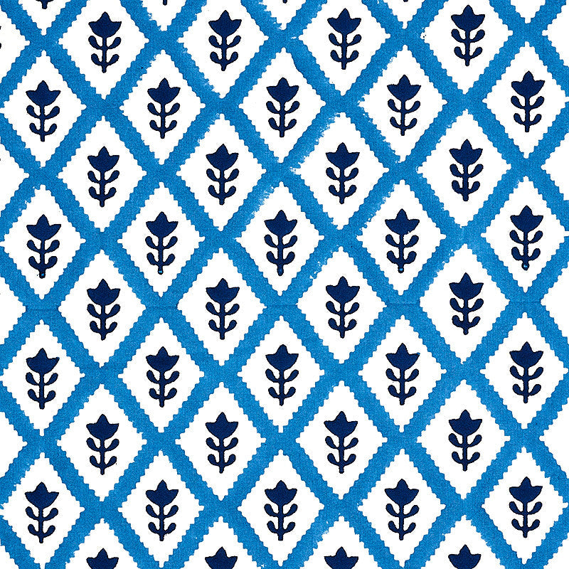 Buti Blue 179230 by Schumacher Fabric Schumacher Fabric Buti Blue 179230Fabric COTTON 100% INDIA </p><p>Repeat: H: HORZ. 2" (5CM), V: VERT. 2 1/4 (6CM) 53 - Fabric Carolina -
