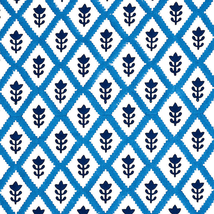 Buti Blue 179230 by Schumacher Fabric Schumacher Fabric Buti Blue 179230Fabric COTTON 100% INDIA </p><p>Repeat: H: HORZ. 2" (5CM), V: VERT. 2 1/4 (6CM) 53 - Fabric Carolina -