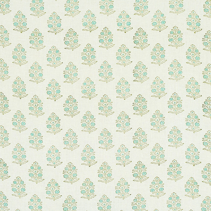 Aditi Hand Blocked Print Green 179361 by Schumacher Designer Fabric JACARANDA LINEN 100% INDIA </p><p>Repeat: Horizontal: 3" (8CM) and Vertical: 3" (8CM) 54 - Swanky Fabrics -