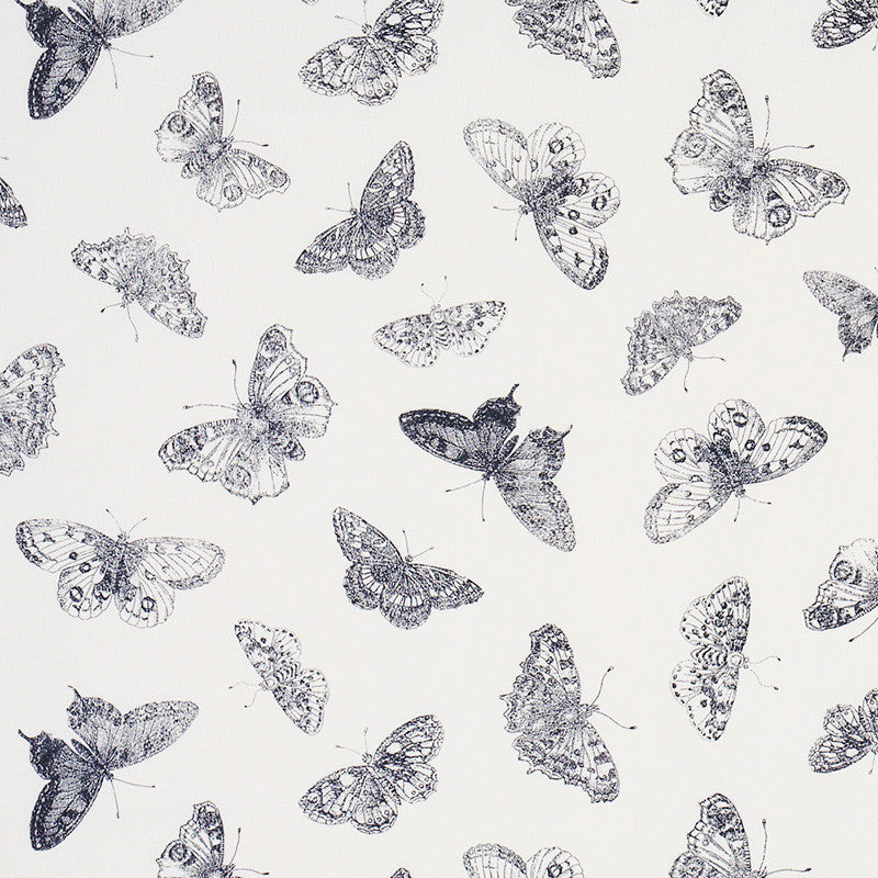 Burnell Butterfly Black 179430 by Schumacher Designer Fabric MISTERIOSO COTTON 100% FRANCE </p><p>Repeat: Horizontal: 27" (69CM) and Vertical: 20 1/2" (52CM) 54 - Swanky Fabrics -