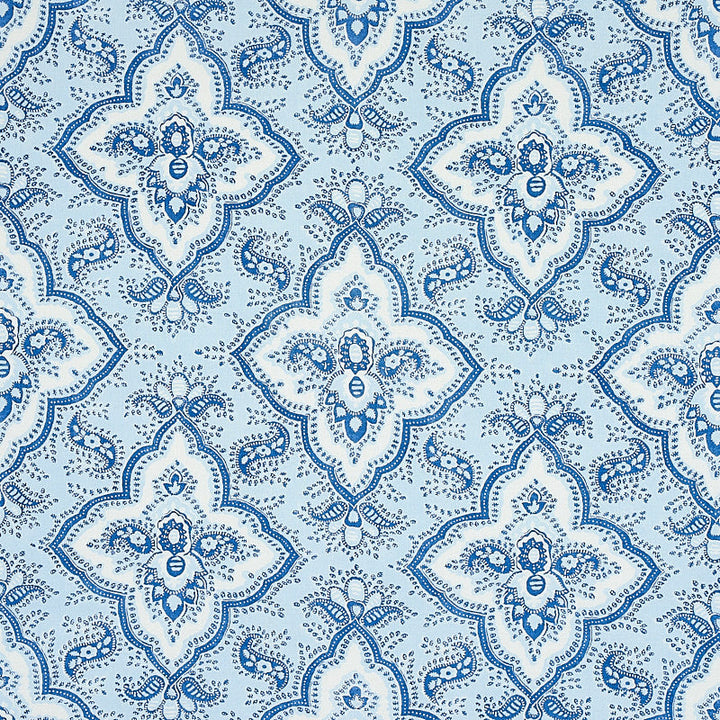 Amalia Medallion Handmade Print Blue 179440 by Schumacher Designer Fabric JACARANDA COTTON 100% UNITED KINGDOM MARTINDALE 20000 </p><p>Repeat: Horizontal: 27" (69CM) and Vertical: 15" (38CM) 54 - Swanky Fabrics -
