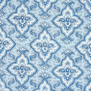 Schumacher Fabric Amalia Medallion Handmade Print Blue 179440