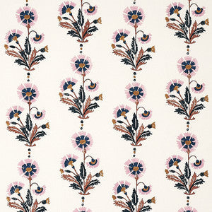 Schumacher Fabric Dianthus Hand Block Print Rust & Rose 179740