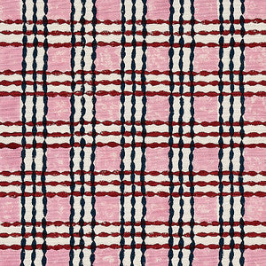 Schumacher Fabric Trellis Hand Block Print Rose & Midnight 179801