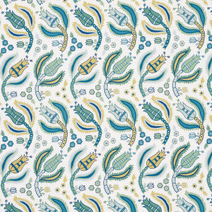 Schumacher Fabric Malabar Vine Peacock 179850