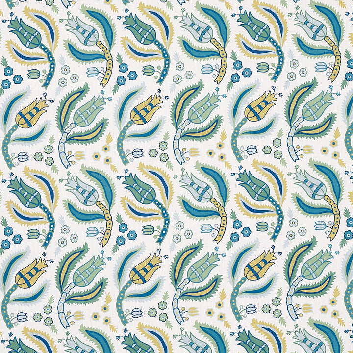Malabar Vine Peacock 179850 by Schumacher Fabric Schumacher Fabric Malabar Vine Peacock 179850Fabric LINEN 100% UNITED KINGDOM </p><p>Repeat: H: HORZ. 9" (23CM), V: VERT. 12 1/2" (32CM) 54 - Fabric Carolina -