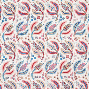 Schumacher Fabric Malabar Vine Sky & Rose 179851