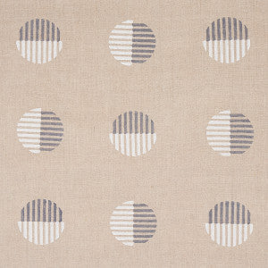 Schumacher Fabric Ando Hand Block Print Ivory & Charcoal On Natural 180002