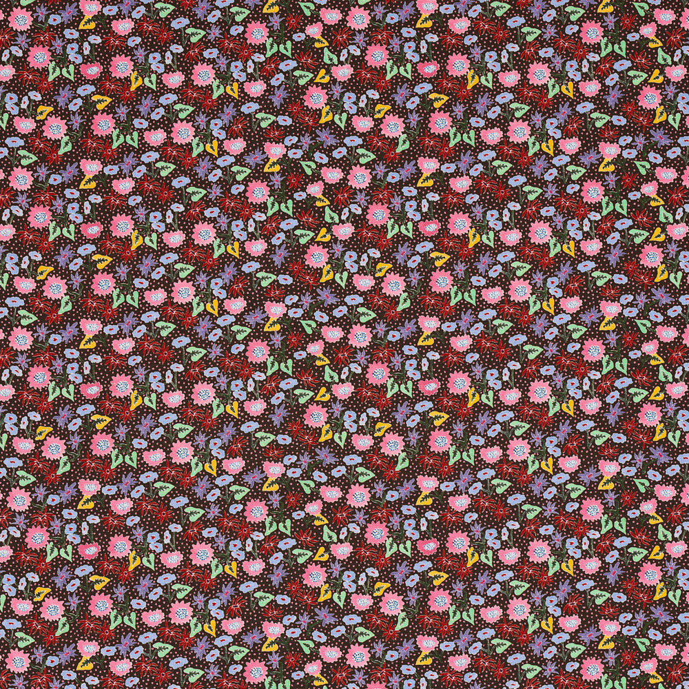 Calico Multi On Brown 180171 by Schumacher Fabric Schumacher Fabric Calico Multi On Brown 180171Fabric LINEN 60% THAILAND </p><p>Repeat: H: HORZ. 9" (23CM), V: VERT. 4 1/2" (11CM) 54 - Fabric Carolina -