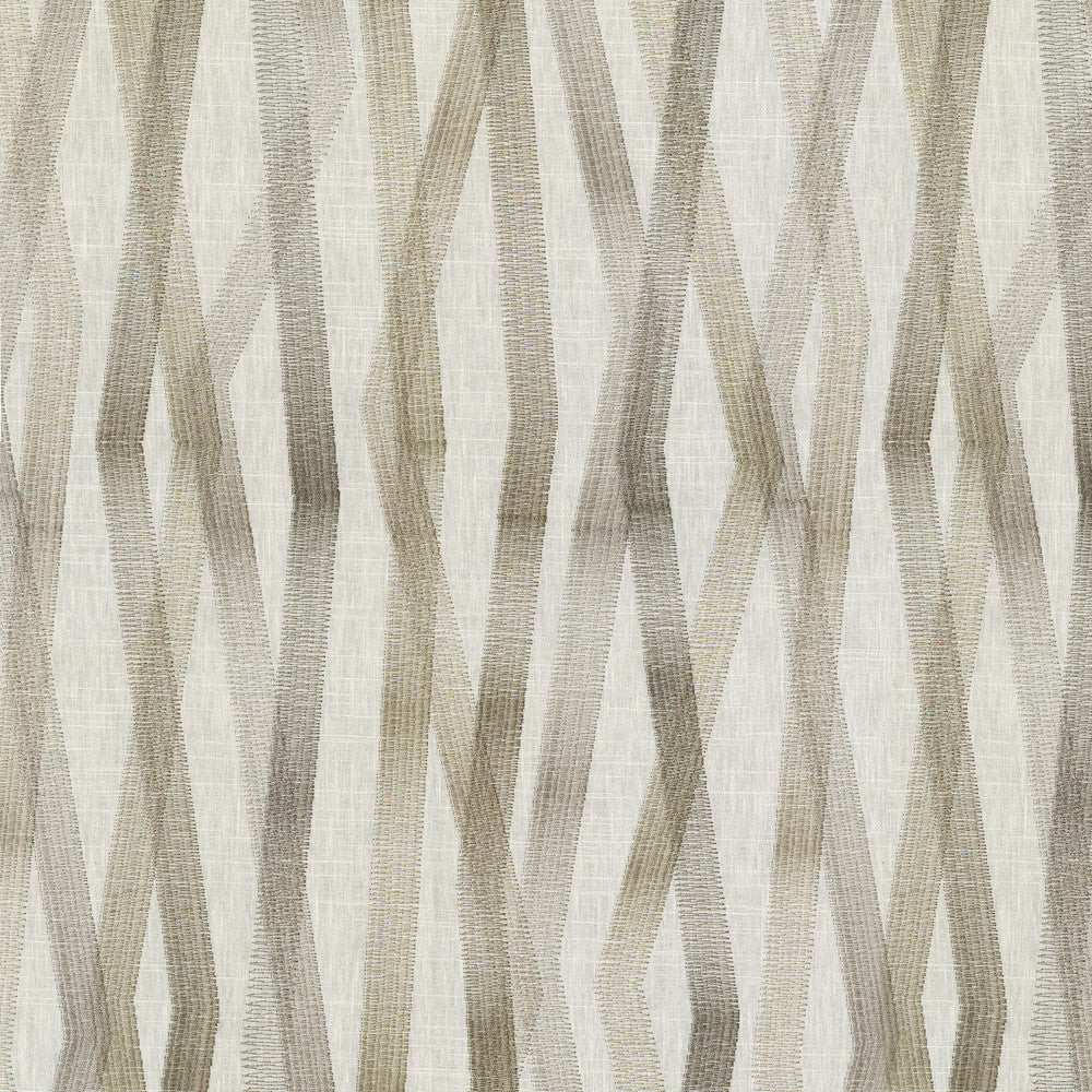 Zig Zag Embroidery Flax 180223 by Novogratz Designer Fabric - 69% cotton, 31% polyester Embroidery 100% rayon India 51000 Horizontal: 18.5 and Vertical: 13 54 - Swanky Fabrics -