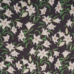 Schumacher Fabric Scattered Lilies Charcoal 180302