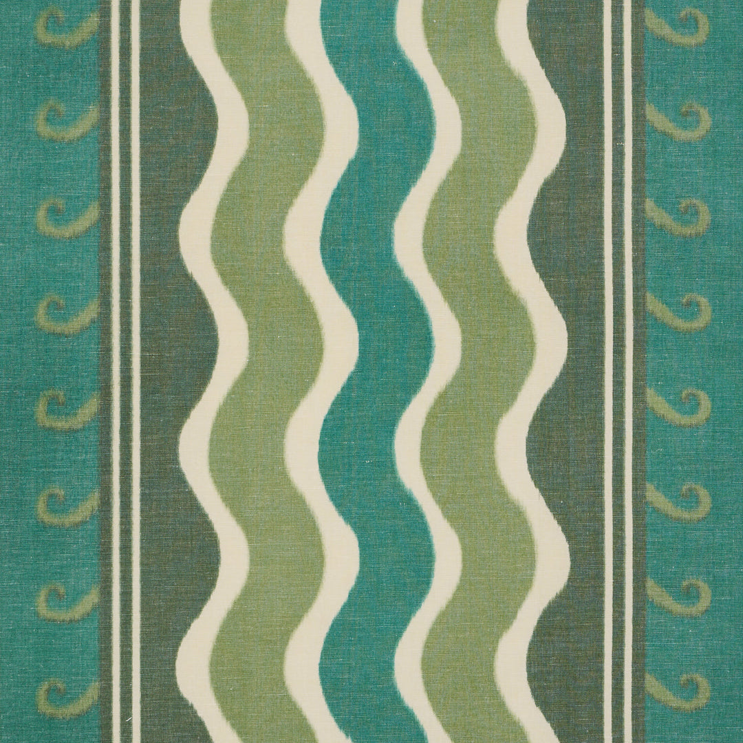 Schumacher Fabric Roman Reverie - Teal & Leaf
