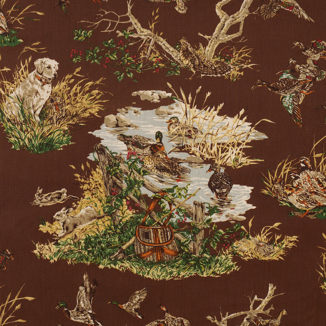 Schumacher Fabric Dog & Duck - Brown