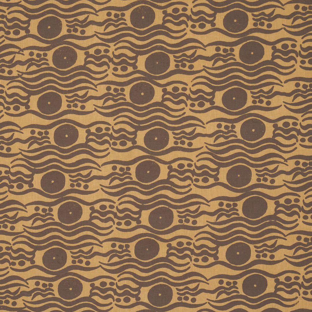 Schumacher Fabric Bosphorus Hand Block - Ochre & Brown