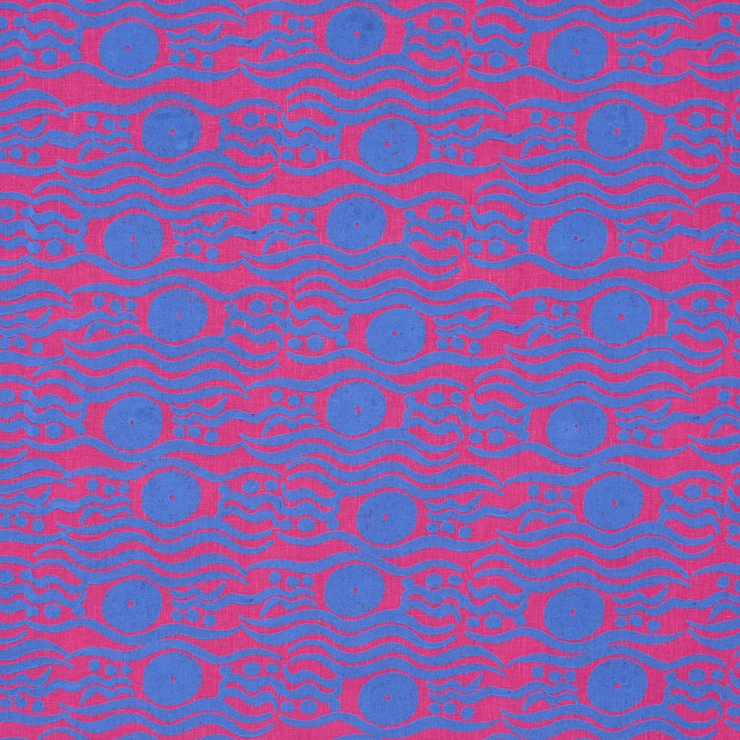 Schumacher Fabric Bosphorus Hand Block - Fuchsia & Blue