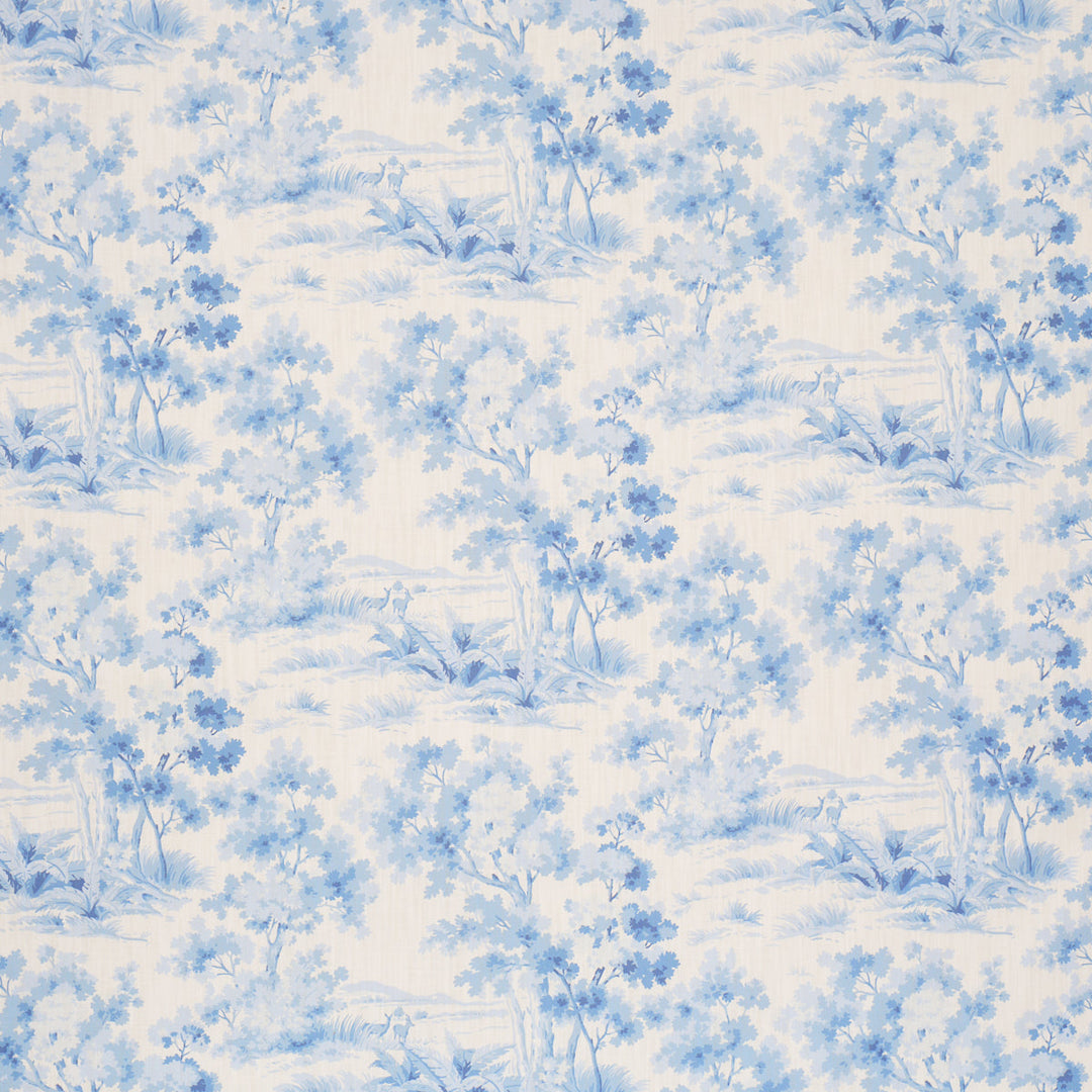 Schumacher Fabric Countryside Morning - Blue And White
