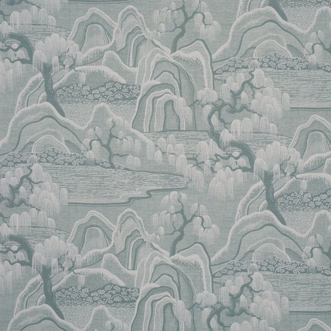 Schumacher Fabric Indigo Garden - Mineral