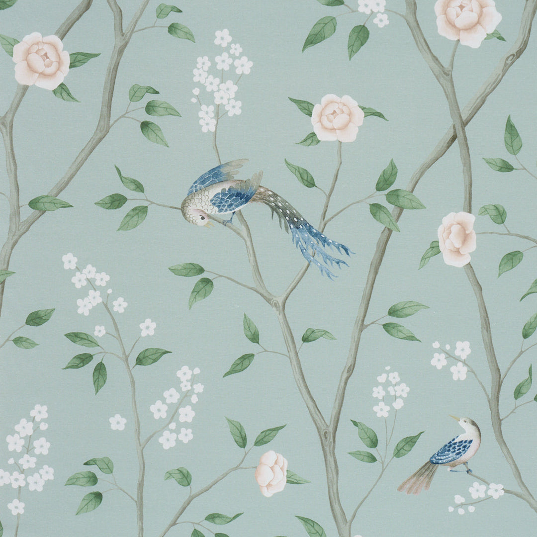 Schumacher Fabric Paradise Birds - Mineral