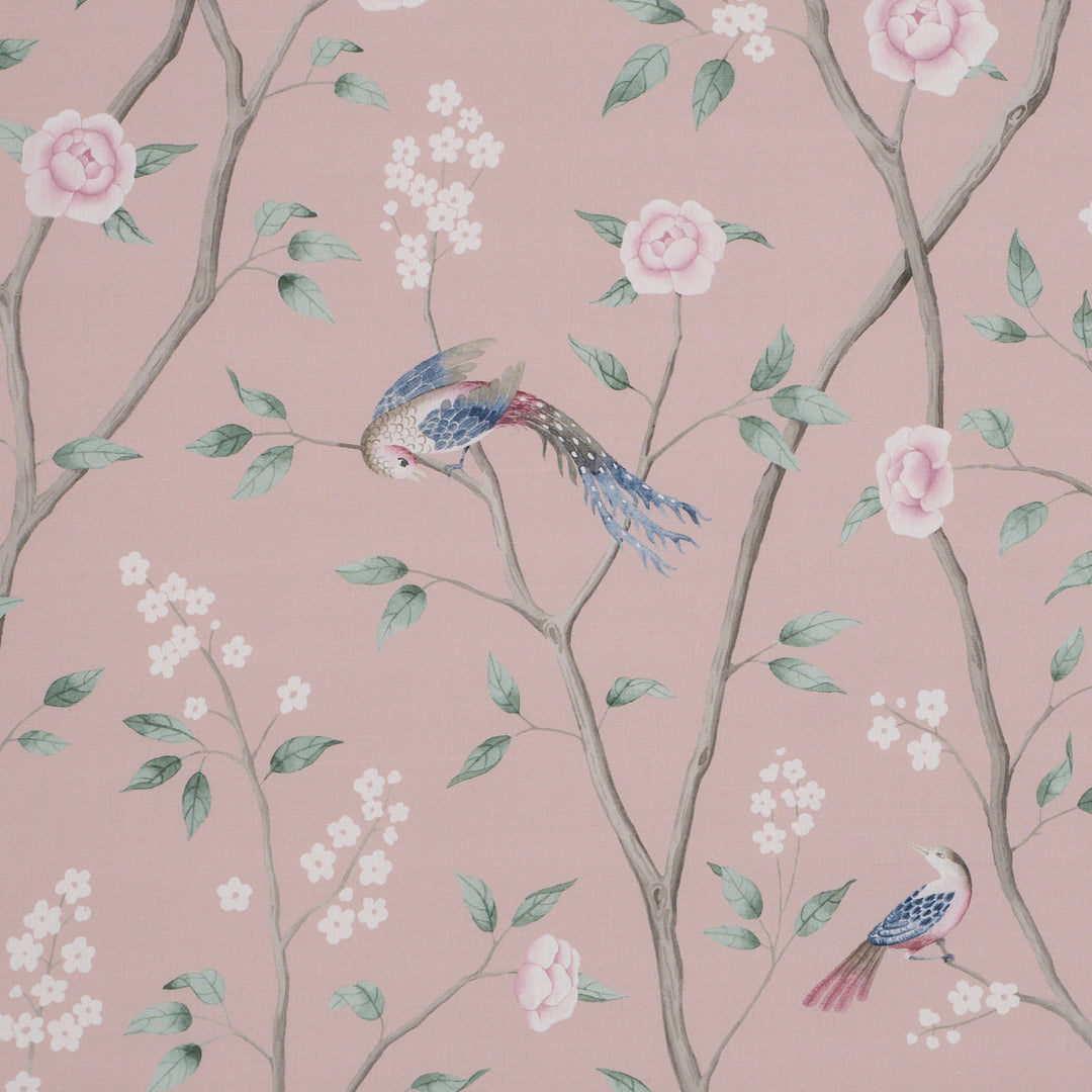 Schumacher Fabric Paradise Birds - Blush