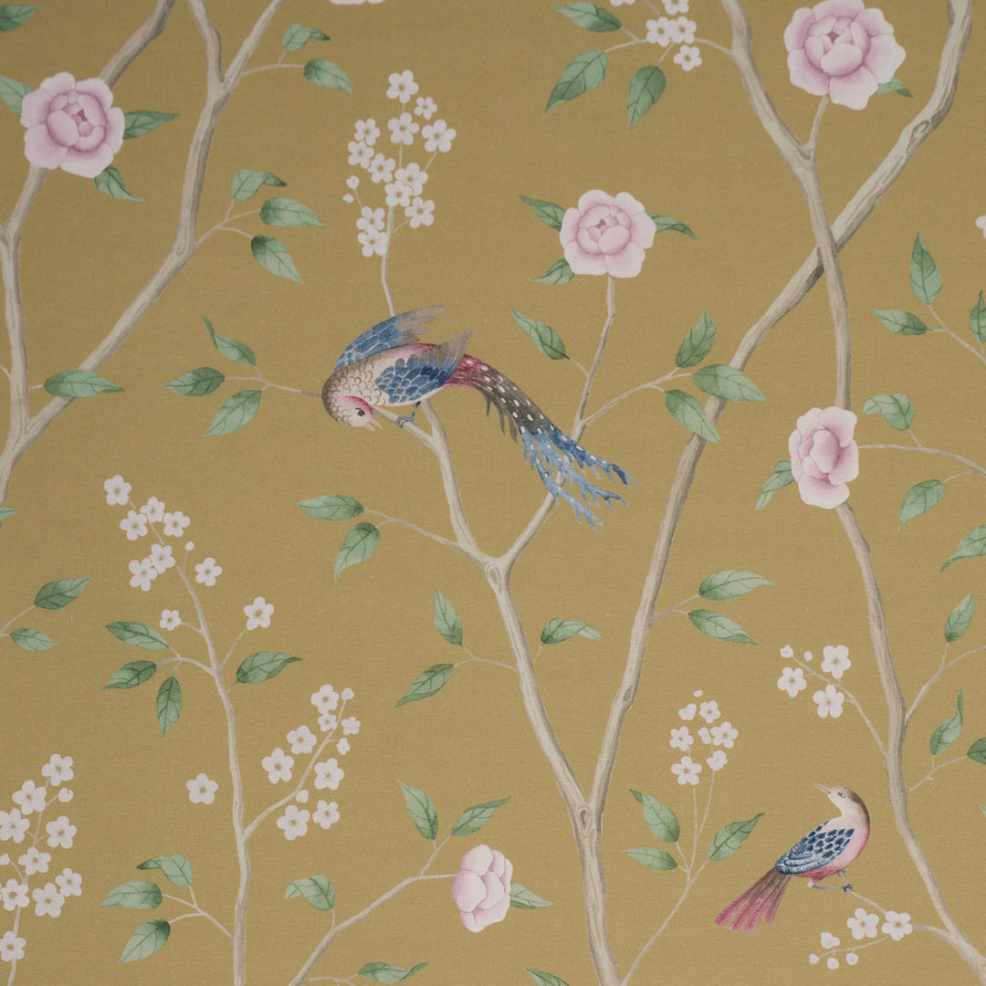Schumacher Fabric Paradise Birds - Gold