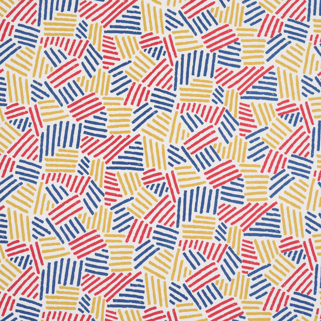 Schumacher Fabric Hatchmark Hand-Print - Primary