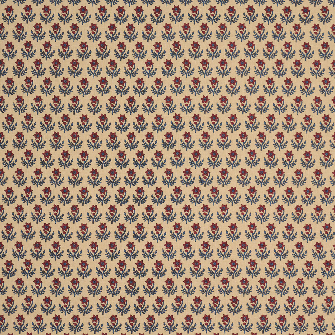 Schumacher Fabric Amisha Hand-Print - Red & Indigo