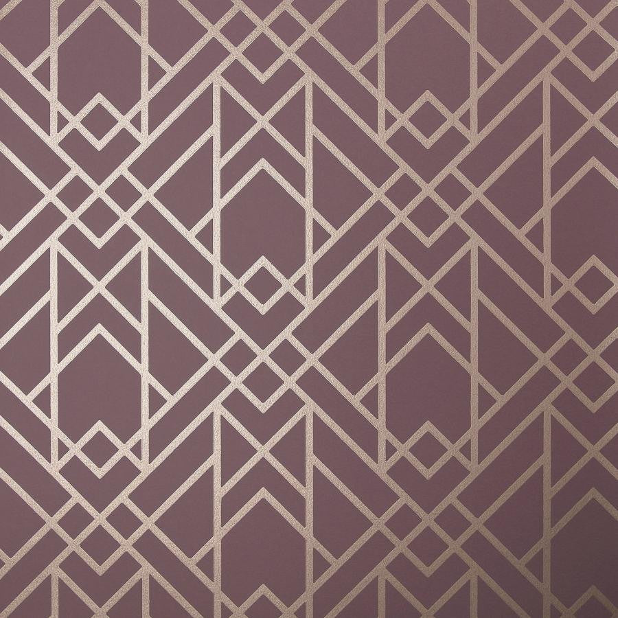 Metro (Wp) # 02 Cassis by 1838 Wallcoverings Designer Wallpaper Elodie STRAIGHT PASTE THE WALL UNITED KINGDOM V-10.25" 20.5"X11YD - Swanky Fabrics -