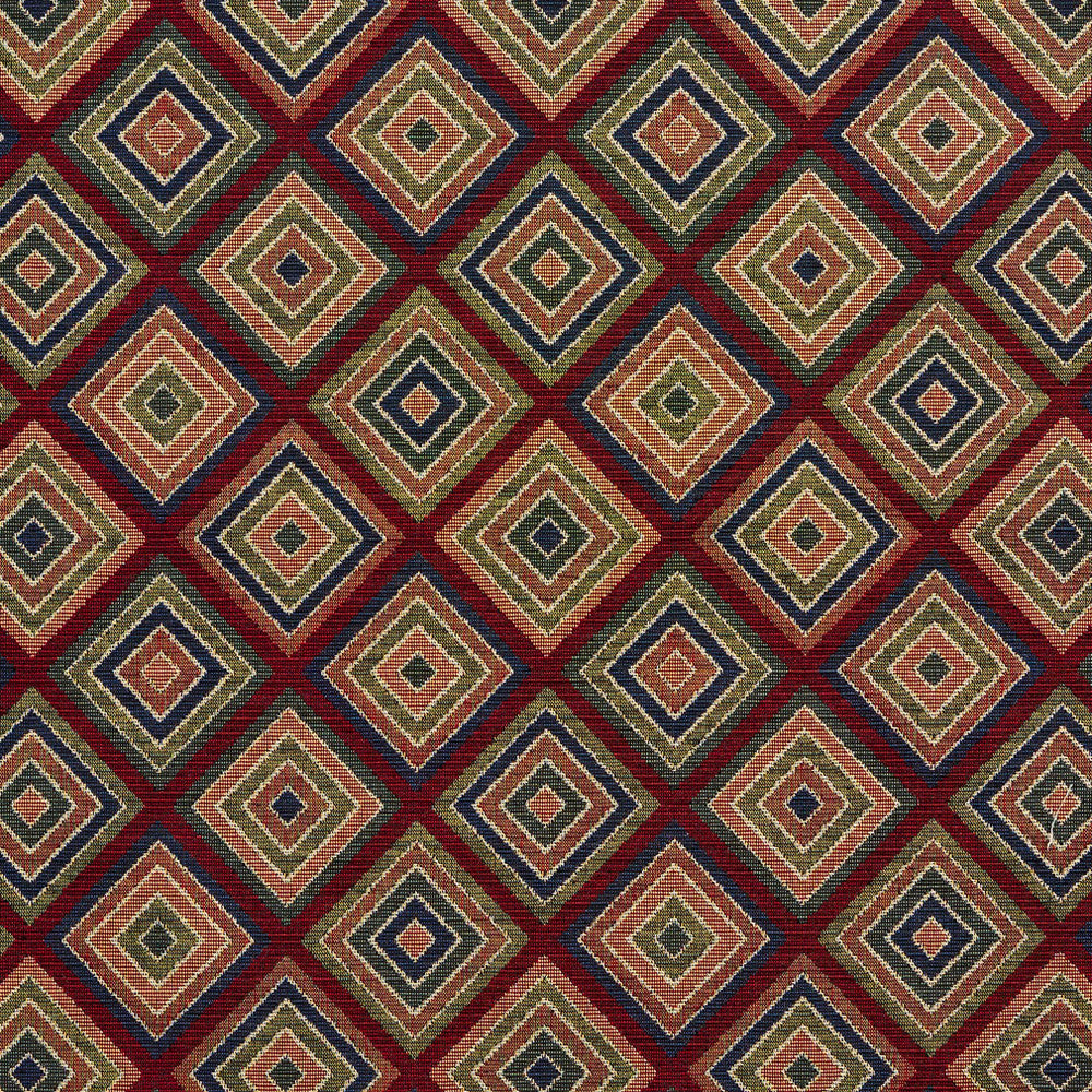 1965 Merlot Diamond by Charlotte Designer Fabric Tapestry Classics 70% Polyester, 30% Cotton Asia Exceeds 45,000 Wyzenbeek Rubs (Heavy Duty) </p><p>Repeat: Horizontal: 7.5" x Vertical: 7.5" 54 Inches - Swanky Fabrics -