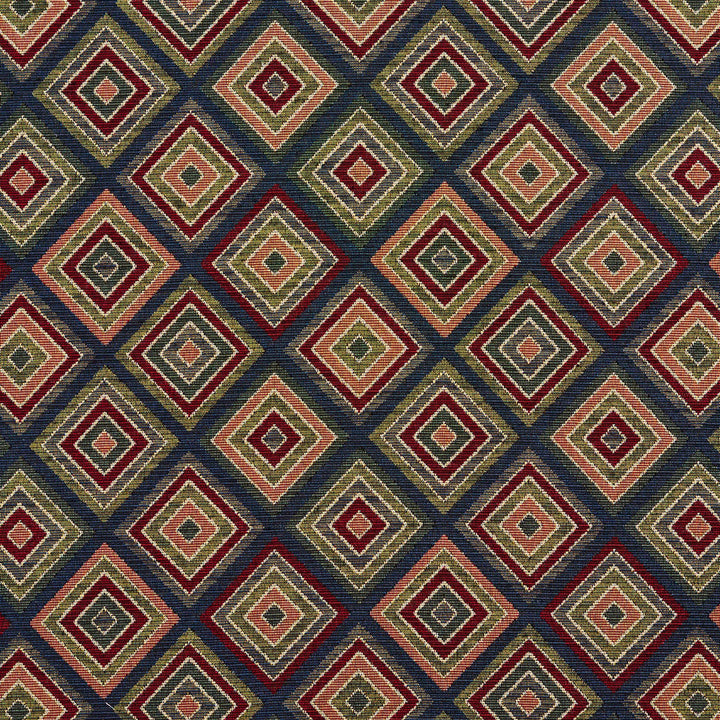 1967 Navy Diamond by Charlotte Designer Fabric Tapestry Classics 70% Polyester, 30% Cotton Asia Exceeds 45,000 Wyzenbeek Rubs (Heavy Duty) Horizontal: 7.5" x Vertical: 7.5" 54 Inches - Swanky Fabrics -