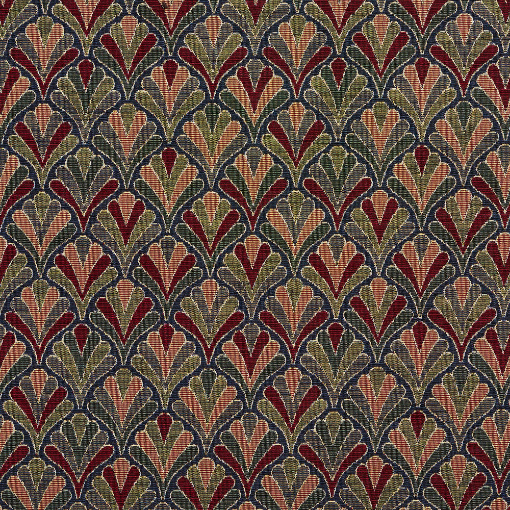 1975 Navy Fan by Charlotte Designer Fabric Tapestry Classics 70% Polyester, 30% Cotton Asia Exceeds 45,000 Wyzenbeek Rubs (Heavy Duty) Horizontal: 7.5" x Vertical: 7.5" 54 Inches - Swanky Fabrics -