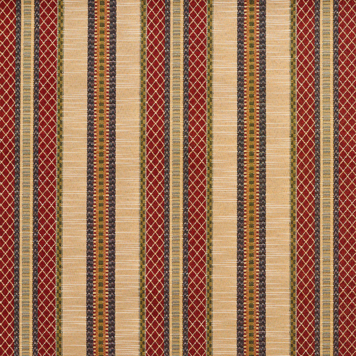 1988 Ecru Stripe by Charlotte Designer Fabric Tapestry Classics 70% Polyester, 30% Cotton Asia Exceeds 45,000 Wyzenbeek Rubs (Heavy Duty) Horizontal: 7.25" 54 Inches - Swanky Fabrics -