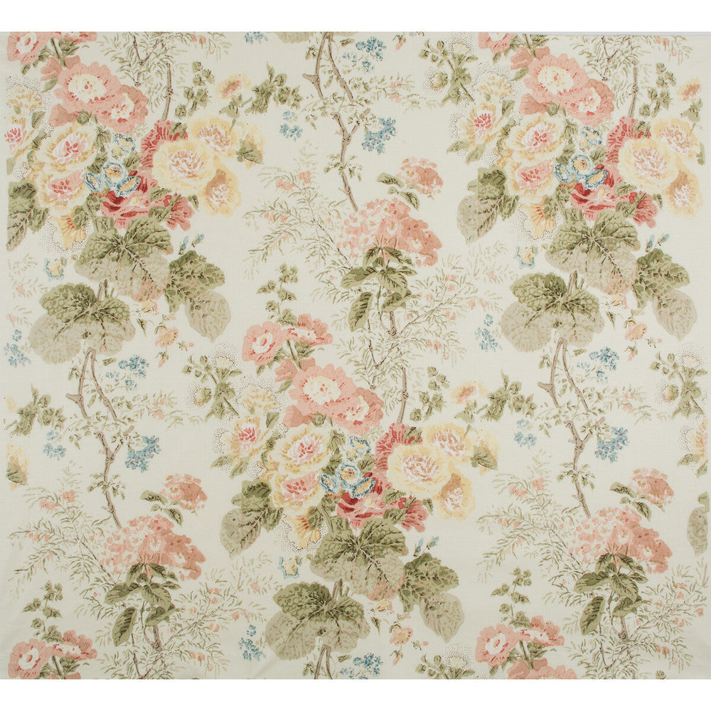Hollyhock Hdb Coral/Olive by Lee Jofa Designer Fabric COTTON - 100% Thailand Horizontal: 33 and Vertical: 40 49 - Swanky Fabrics -
