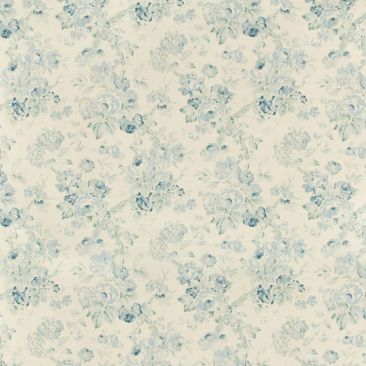 Garden Roses Aqua/Blue by Lee Jofa Designer Fabric SUZANNE RHEINSTEIN III LINEN - 100% United Kingdom MEDIUM Horizontal: 20 and Vertical: 32 60 - Swanky Fabrics -