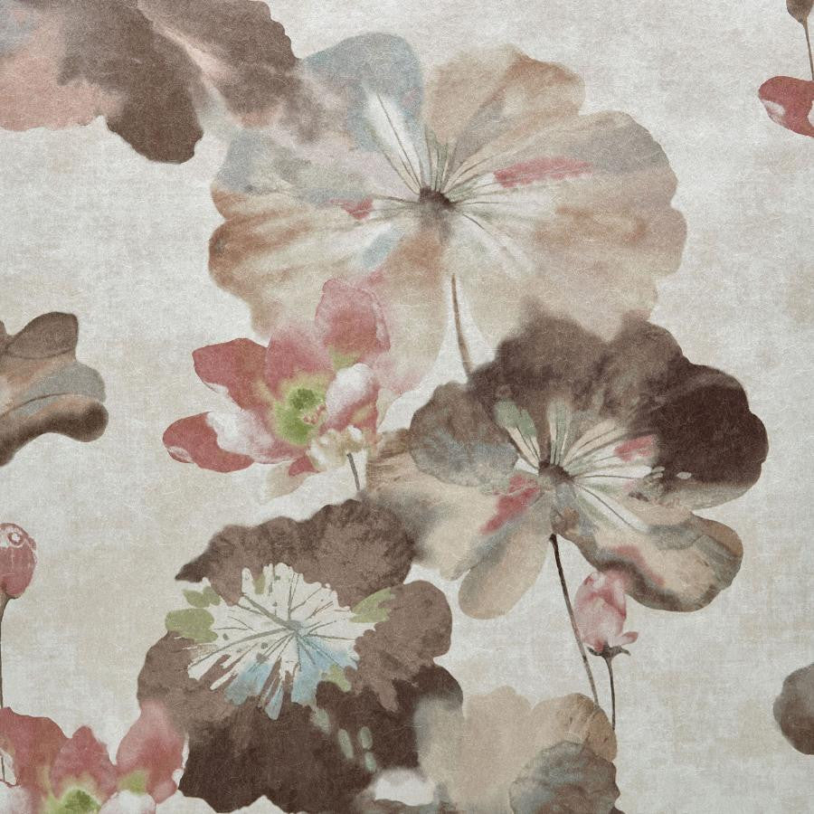 Water Lilies (Wp) # 04 Caramel by 1838 Wallcoverings Designer Wallpaper Willow HALF DROP PASTE THE WALL UNITED KINGDOM V-33" 20.5"X11YD - Swanky Fabrics -